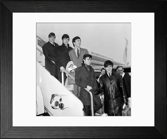 Framed Print : The English pop rock group, Dave Clark Five at an airport leaving for America