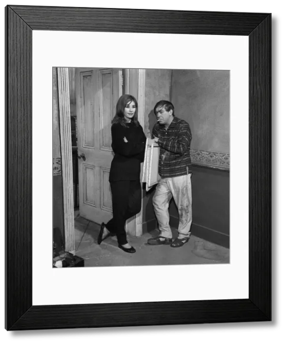 Framed Print : Y2K Tony Hancock and Nanette Newman on set at Elstree Studios during filming of Framed Print : Y2K Tony Hancock and Nanette Newman on set at Elstree Studios during filming of