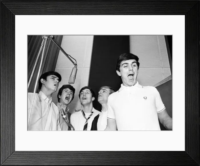 Framed Print : The English pop rock group, Dave Clark Five singing in a recording studio Framed Print : The English pop rock group, Dave Clark Five singing in a recording studio
