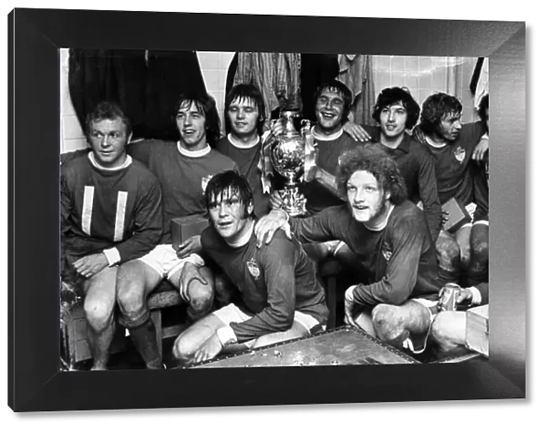 Photographed in the dressing room after their game with Cardiff City