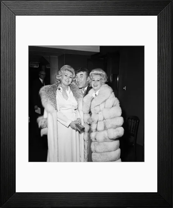 Framed Print : Frankie Howerd, took the two Gabor sisters Eva and Zsa Zsa