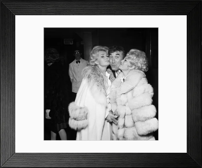 Framed Print : Frankie Howerd, took the two Gabor sisters Eva and Zsa Zsa Framed Print : Frankie Howerd, took the two Gabor sisters Eva and Zsa Zsa