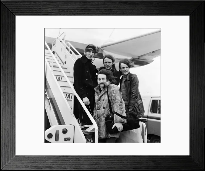 Framed Print : A Japan Air DC-8 jet airliner has been chartered by the British progressive music group Framed Print : A Japan Air DC-8 jet airliner has been chartered by the British progressive music group