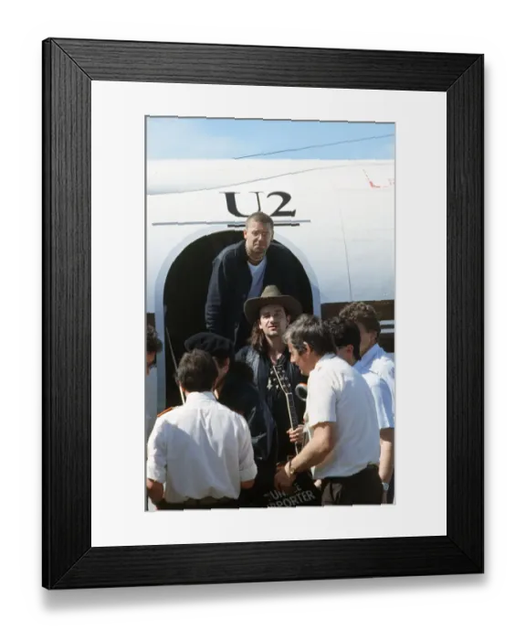 Framed Print : Guitarist Adam Clayton and singer Bono of the Irish Rock group U2