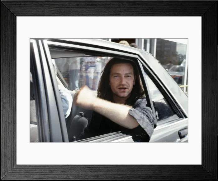 Framed Print : Bono, lead singer of Irish Rock group U2, pictured upon arrival in Glasgow Framed Print : Bono, lead singer of Irish Rock group U2, pictured upon arrival in Glasgow