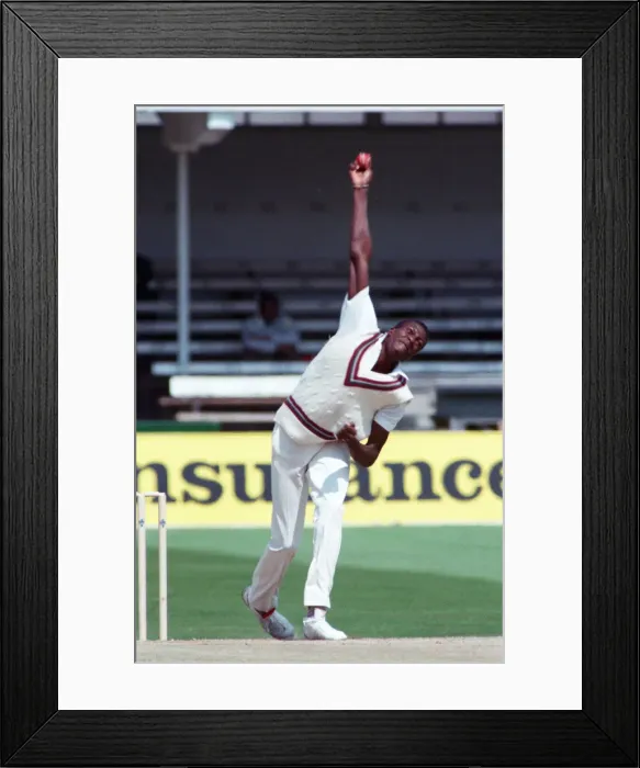 Framed Print : The Wisden Trophy - 1st Test, England V West Indies. West Indian bowler Curtly Ambrose