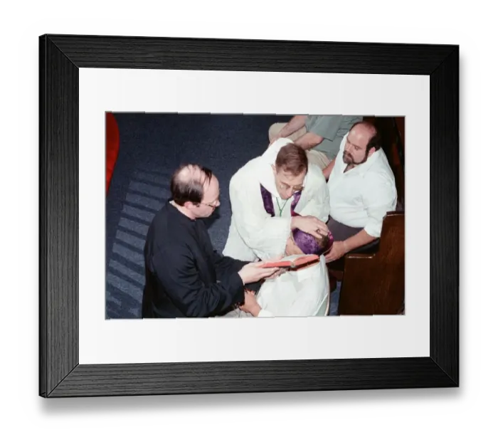 Framed Print : William Ramsey from Southend-on-Sea in the UK being exorcised by Bishop Robert McKenna Framed Print : William Ramsey from Southend-on-Sea in the UK being exorcised by Bishop Robert McKenna