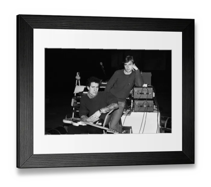 Framed Print : Andy McCluskey and Paul Humphreys (on keyboards) of the band Orchesteral Manouevers In
