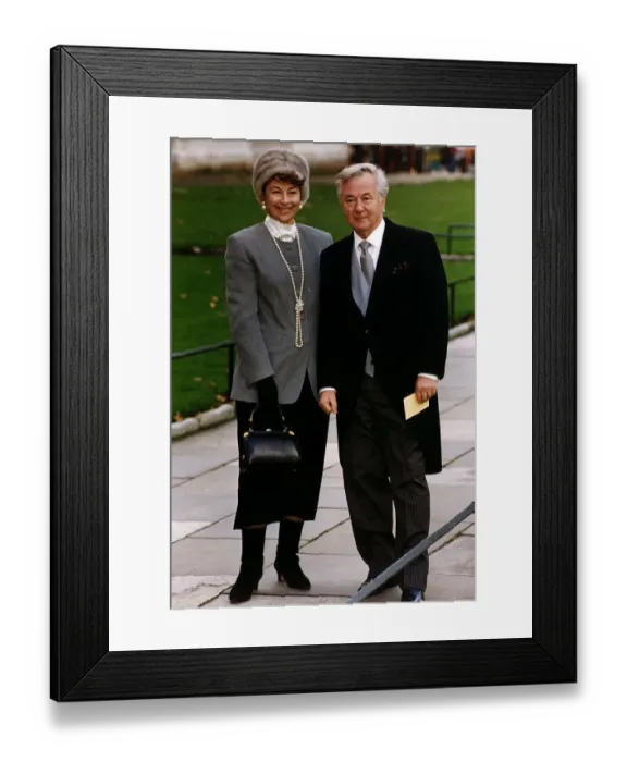 Framed Print : Bryan Forbes and Wife Nanette Newman at the wedding of Lord Linley Dbase