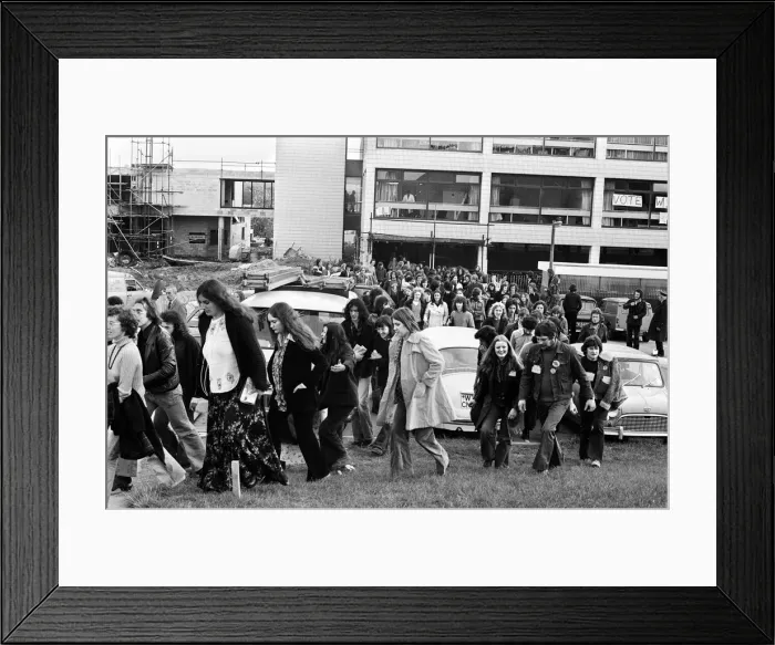 Framed Print : Students take over he newly completed Warwick Arts Centre at the University of Warwick
