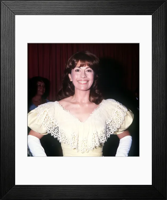 Framed Print : Nanette Newman at premiere International Velvet lace trimmed dress MSI Framed Print : Nanette Newman at premiere International Velvet lace trimmed dress MSI