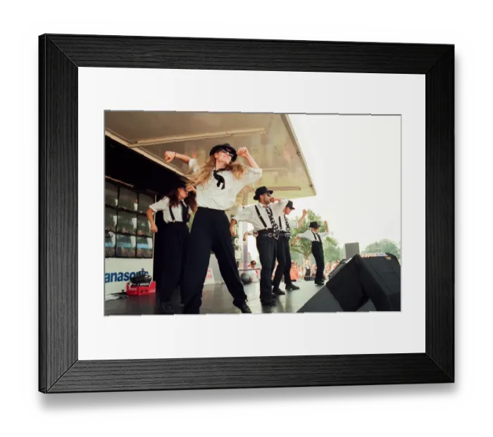 Framed Print : Peter Andre backing dancers on stage at Fun Day at Stewart Park, Marton, Middlesbrough