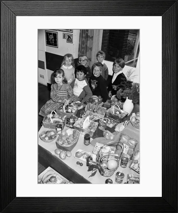 Framed Print : Reaping the harvest... pupils from Meltham Junior, Infant Framed Print : Reaping the harvest... pupils from Meltham Junior, Infant