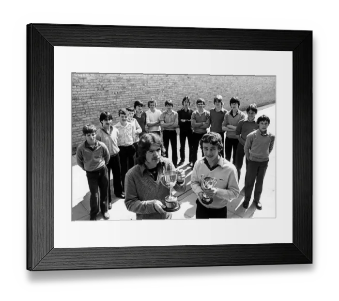 Framed Print : Blakeston Comprehensive School cup and league winning team which has been together for