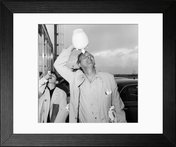 Framed Print : Spike Milligan and family back from a three week holiday in Marbella Framed Print : Spike Milligan and family back from a three week holiday in Marbella