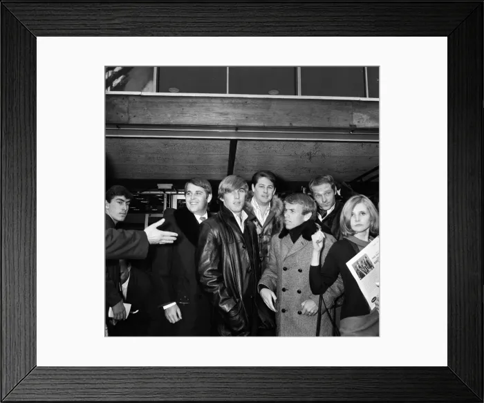 Framed Print : The Beach Boys arrived at London airport. Their recording of I Get Around Framed Print : The Beach Boys arrived at London airport. Their recording of I Get Around
