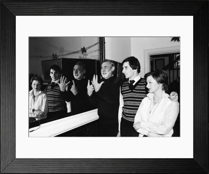 Framed Print : Comedian Spike Milligan at his home in Hertfordshire. Pictured with his son Sean Framed Print : Comedian Spike Milligan at his home in Hertfordshire. Pictured with his son Sean
