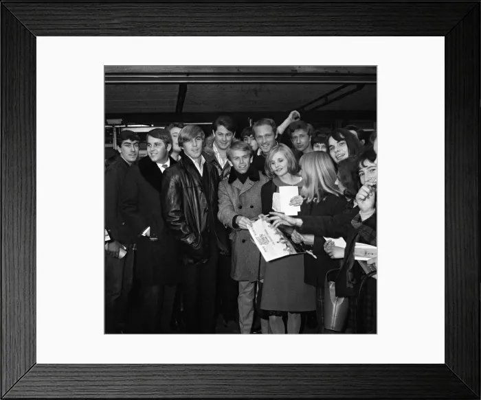 Framed Print : The Beach Boys arrived at London airport. Their recording of I Get Around
