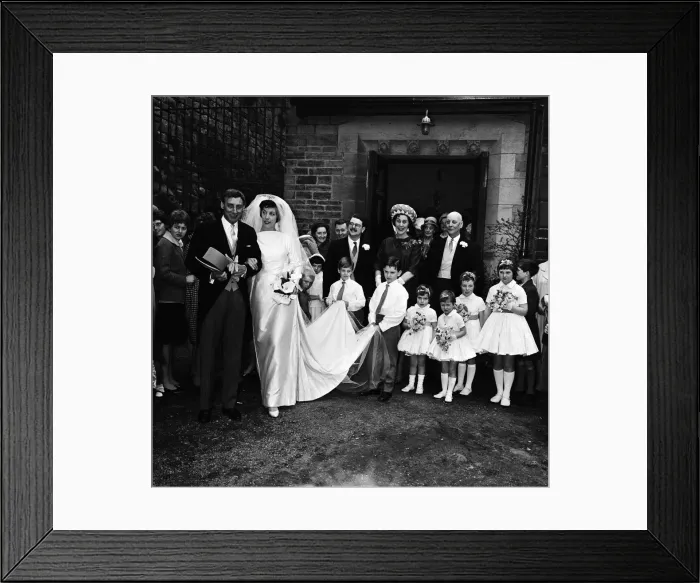 Framed Print : The wedding of comedian Spike Milligan to Pat Ridgeway. The wedding was held at Crag Wood Framed Print : The wedding of comedian Spike Milligan to Pat Ridgeway. The wedding was held at Crag Wood