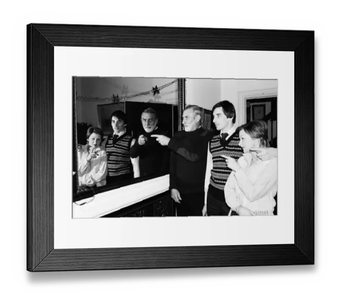 Framed Print : Comedian Spike Milligan at his home in Hertfordshire. Pictured with his son Sean Framed Print : Comedian Spike Milligan at his home in Hertfordshire. Pictured with his son Sean