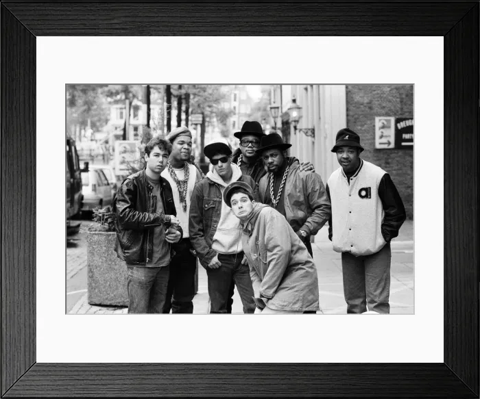 Framed Print : The Beastie Boys in Amsterdam with members of Run-DMC. 22nd May 1987
