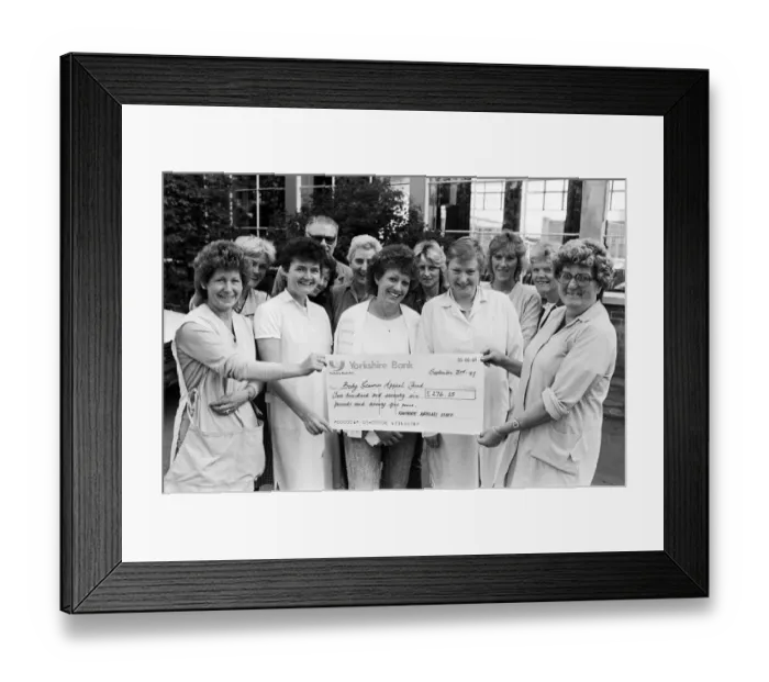 Framed Print : Helpful people with a large cheque... thats Rawthorpe High School
