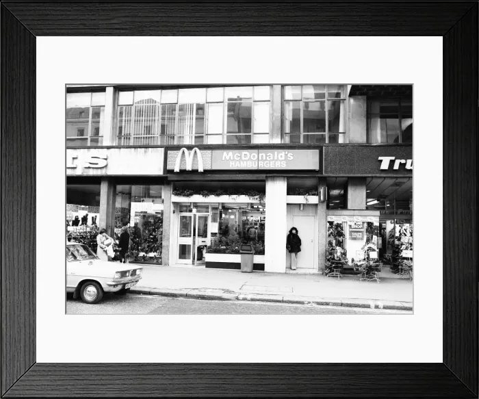 Framed Print : McDonalds Hamburgers cafe in the west end of London opens its door Framed Print : McDonalds Hamburgers cafe in the west end of London opens its door