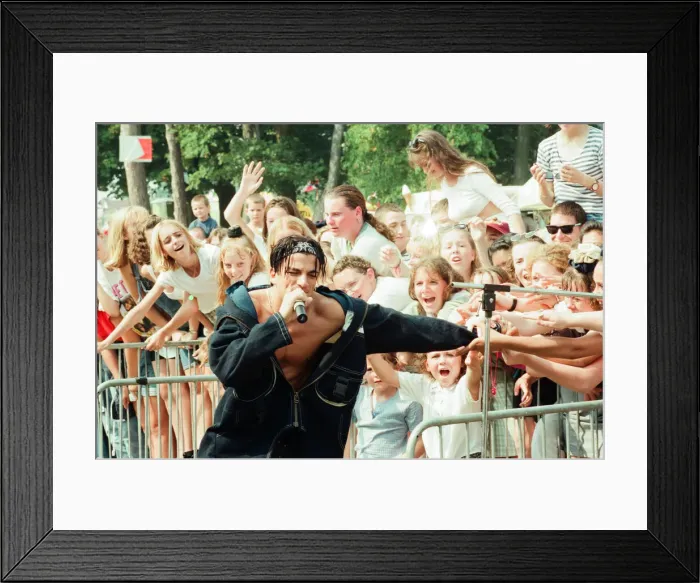 Framed Print : Peter Andre, greets his fans, as he performs at Fun Day, Stewart Park, Marton Framed Print : Peter Andre, greets his fans, as he performs at Fun Day, Stewart Park, Marton