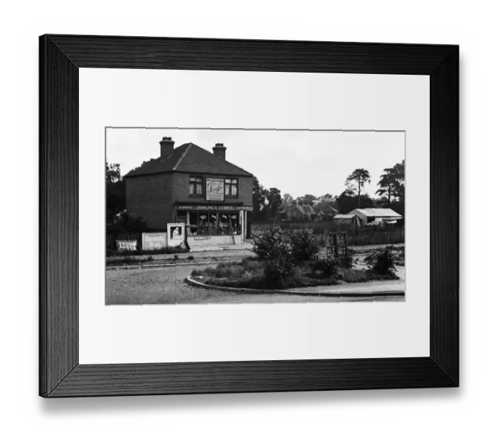 Framed Print : Dowlings Stores at Hayes End near new police station. London. Circa 1930 Framed Print : Dowlings Stores at Hayes End near new police station. London. Circa 1930