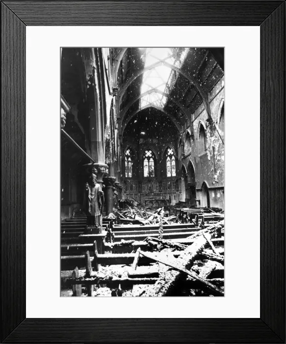Framed Print : St Godrics Roman Catholic Church in Durham City, which was engulfed by flames Framed Print : St Godrics Roman Catholic Church in Durham City, which was engulfed by flames