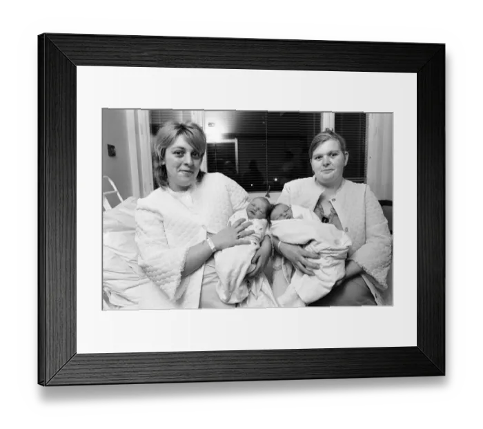 Framed Print : Two proud mothers with their new born babies that were delivered on Christmas Day