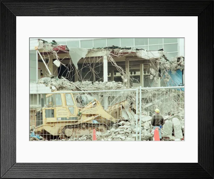 Framed Print : Berwick Hills Baths, Middlesbrough, 15th November 1996. Building Demolition Framed Print : Berwick Hills Baths, Middlesbrough, 15th November 1996. Building Demolition