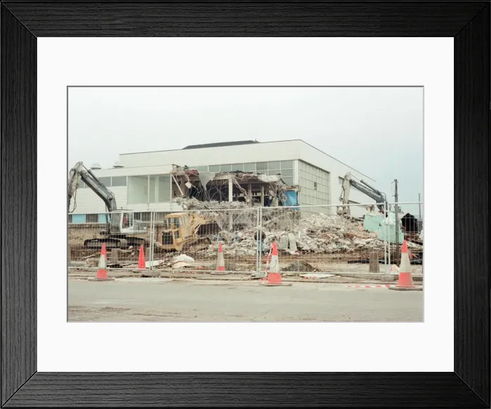 Framed Print : Berwick Hills Baths, Middlesbrough, 15th November 1996. Building Demolition Framed Print : Berwick Hills Baths, Middlesbrough, 15th November 1996. Building Demolition