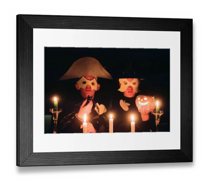Framed Print : Children dressed up for Halloween. 19th October 1992
