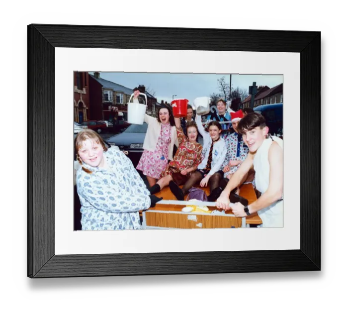 Framed Print : Prior Pursglove students hit the charity road for Children in Need. 20th November 1992 Framed Print : Prior Pursglove students hit the charity road for Children in Need. 20th November 1992