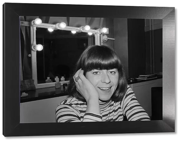 Pam Ayres in her dressing room at the Bristol Hippodrome. 6th April 1977