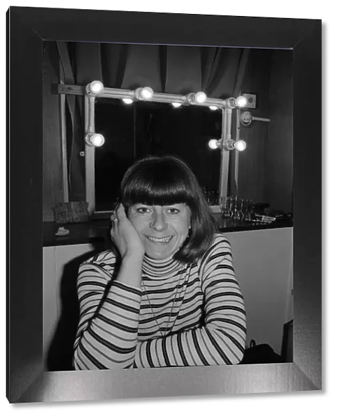 Pam Ayres in her dressing room at the Bristol Hippodrome. 6th April 1977
