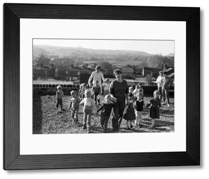 Framed Print : Putting their best feet forward for a sponsored toddle are these children from Shelley Framed Print : Putting their best feet forward for a sponsored toddle are these children from Shelley