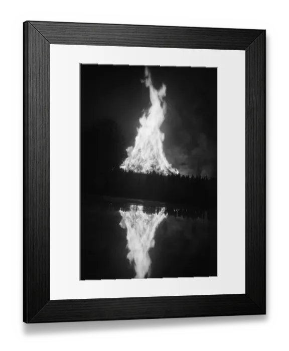 Framed Print : Bonfire at Pype Hayes park in Birmingham. 5th November 1981