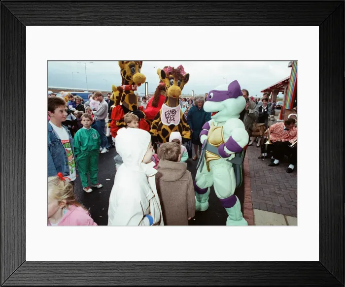 Framed Print : Turtle Mania hit Teesside today, at the opening of the new Toys R Us at Teesside Shopping Framed Print : Turtle Mania hit Teesside today, at the opening of the new Toys R Us at Teesside Shopping
