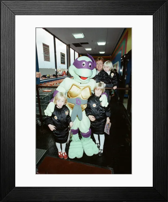 Framed Print : Turtle Mania hit Teesside today, at the opening of the new Toys R Us at Teesside Shopping Framed Print : Turtle Mania hit Teesside today, at the opening of the new Toys R Us at Teesside Shopping