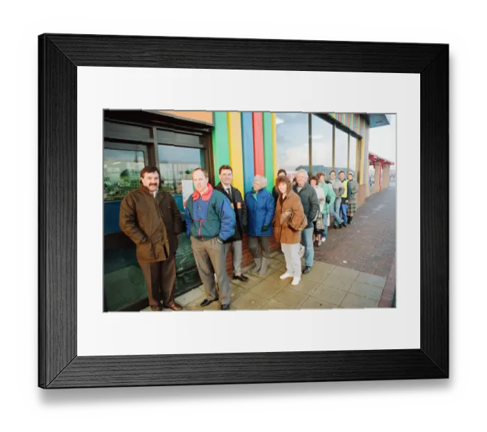 Framed Print : Early morning queues at Toys R Us at Teesside Shopping Park, Sandown Way