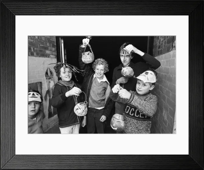Framed Print : Kids Halloween party at Rousden Close Birmingham. 30th October 1978 Framed Print : Kids Halloween party at Rousden Close Birmingham. 30th October 1978
