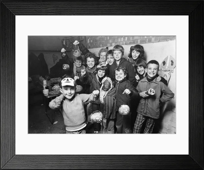 Framed Print : Kids Halloween party at Rousden Close Birmingham. 30th October 1978 Framed Print : Kids Halloween party at Rousden Close Birmingham. 30th October 1978