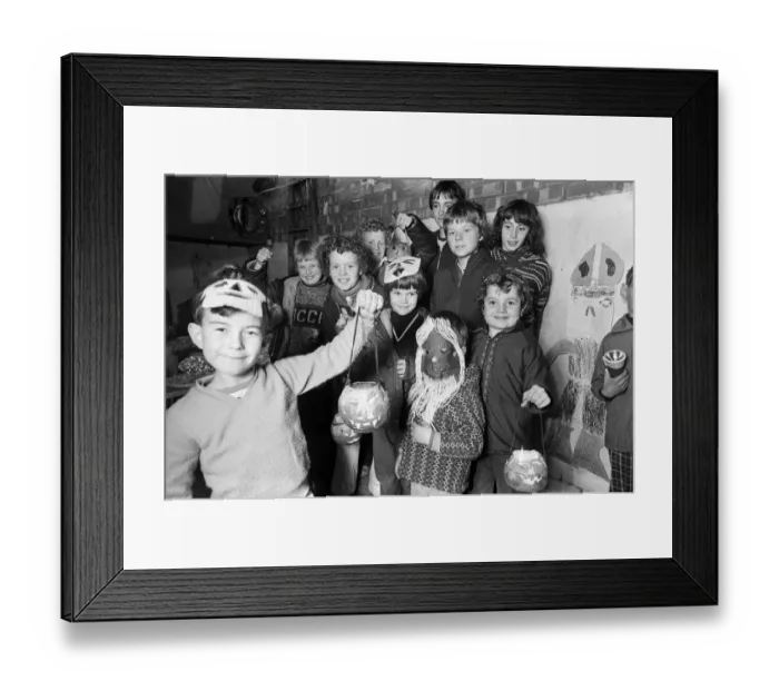 Framed Print : Kids Halloween party at Rousden Close Birmingham. 30th October 1978 Framed Print : Kids Halloween party at Rousden Close Birmingham. 30th October 1978