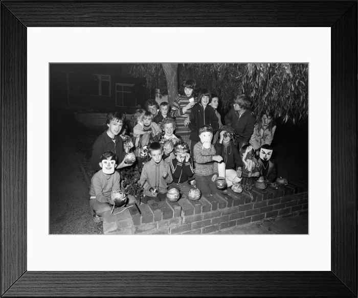Framed Print : Kids Halloween party at Rousden Close Birmingham. 30th October 1978 Framed Print : Kids Halloween party at Rousden Close Birmingham. 30th October 1978