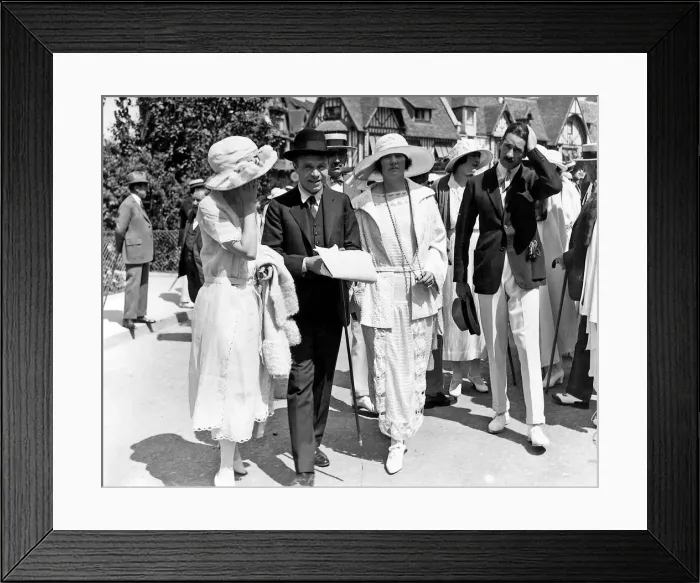 Framed Print : Lord Beaverbrook with Lady Beaverbrook attend the horseracing at Deauville on their Framed Print : Lord Beaverbrook with Lady Beaverbrook attend the horseracing at Deauville on their