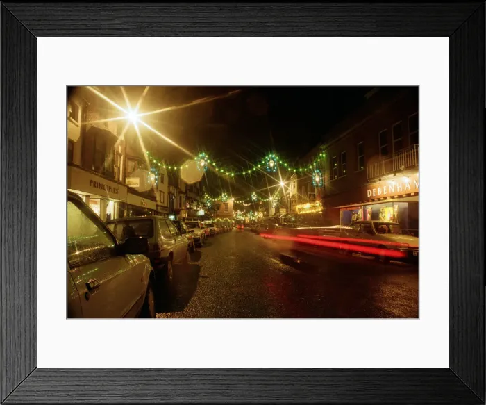 Framed Print : Christmas lights Stratford in Birmingham. 20th December 1993 Framed Print : Christmas lights Stratford in Birmingham. 20th December 1993