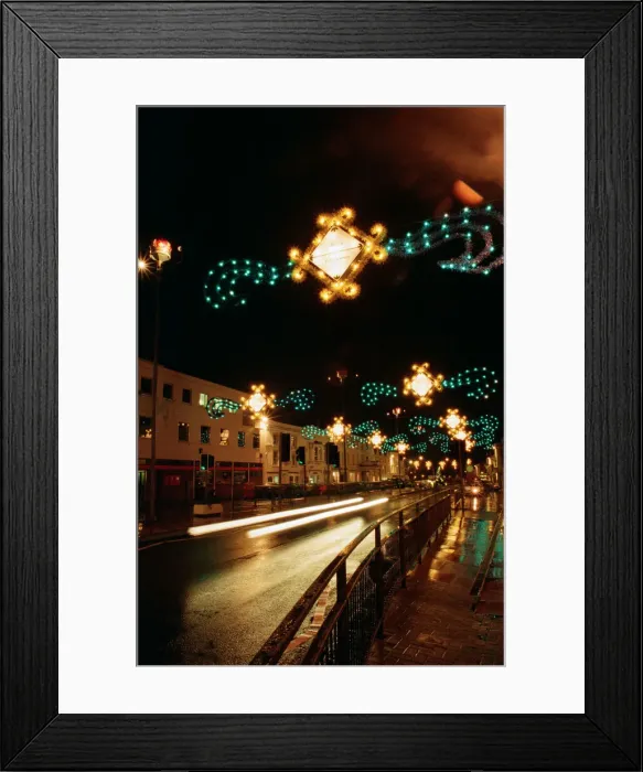 Framed Print : Christmas lights Stratford in Birmingham. 20th December 1993 Framed Print : Christmas lights Stratford in Birmingham. 20th December 1993