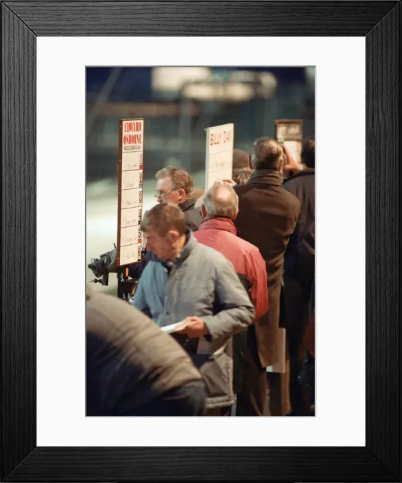 Framed Print : Greyhound Racing at Cleveland Park Stadium in Middlesbrough. 5th April 1994 Framed Print : Greyhound Racing at Cleveland Park Stadium in Middlesbrough. 5th April 1994